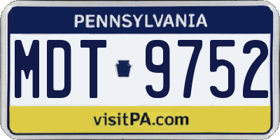 PA license plate MDT9752