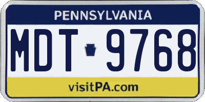 PA license plate MDT9768