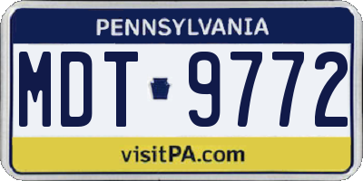 PA license plate MDT9772