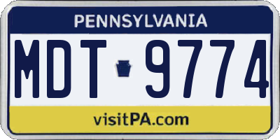 PA license plate MDT9774
