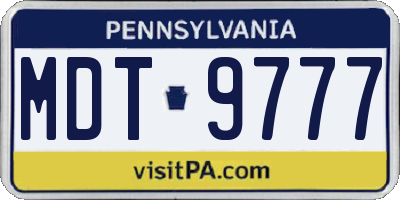 PA license plate MDT9777