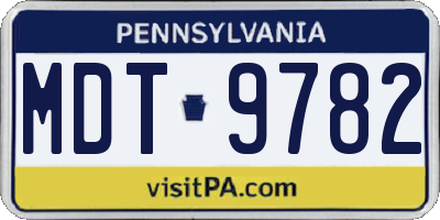 PA license plate MDT9782