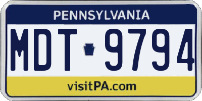 PA license plate MDT9794
