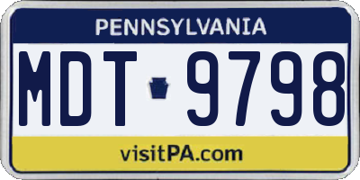 PA license plate MDT9798