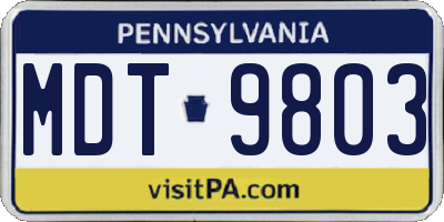 PA license plate MDT9803