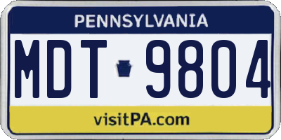PA license plate MDT9804