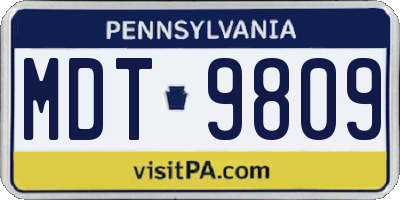 PA license plate MDT9809