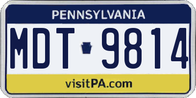 PA license plate MDT9814