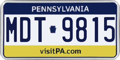 PA license plate MDT9815