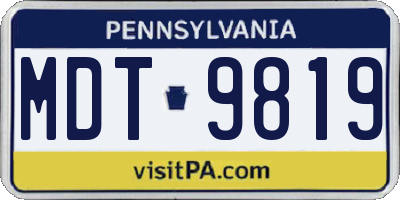 PA license plate MDT9819