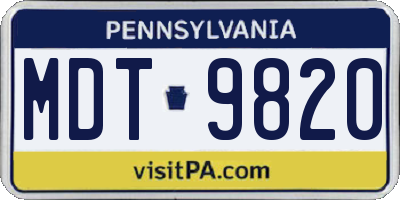 PA license plate MDT9820