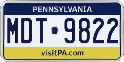 PA license plate MDT9822