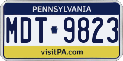 PA license plate MDT9823