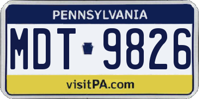 PA license plate MDT9826