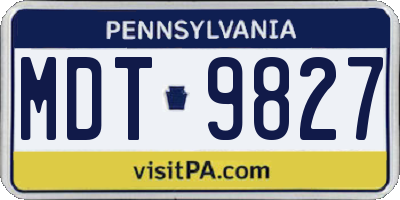 PA license plate MDT9827