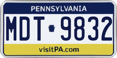 PA license plate MDT9832