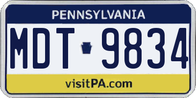 PA license plate MDT9834