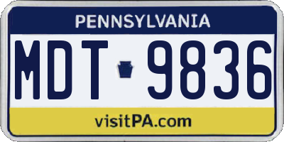 PA license plate MDT9836