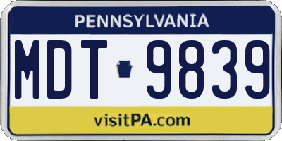 PA license plate MDT9839