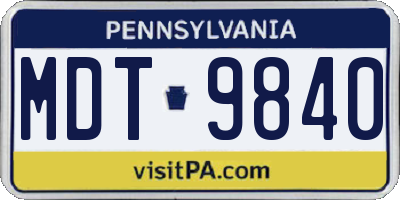 PA license plate MDT9840