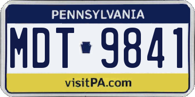PA license plate MDT9841