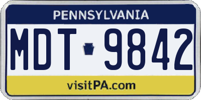 PA license plate MDT9842
