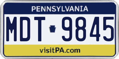 PA license plate MDT9845