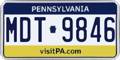 PA license plate MDT9846