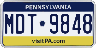PA license plate MDT9848