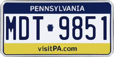 PA license plate MDT9851