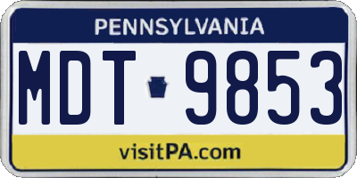 PA license plate MDT9853