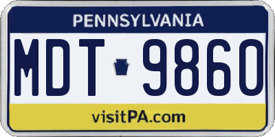 PA license plate MDT9860
