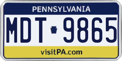 PA license plate MDT9865