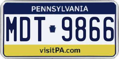PA license plate MDT9866
