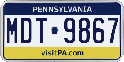 PA license plate MDT9867