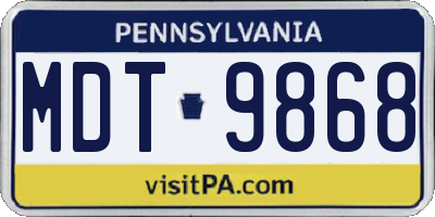 PA license plate MDT9868