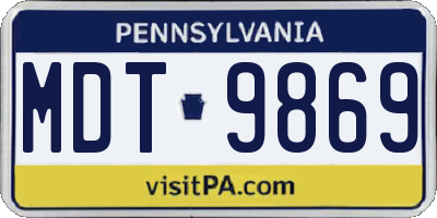 PA license plate MDT9869