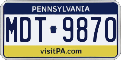 PA license plate MDT9870