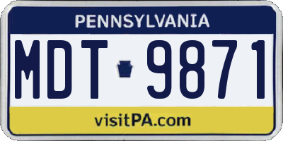 PA license plate MDT9871