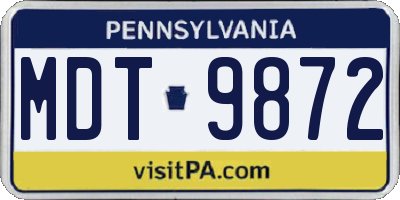 PA license plate MDT9872