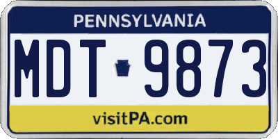 PA license plate MDT9873