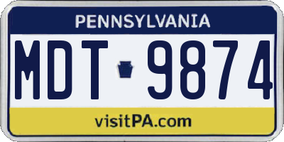 PA license plate MDT9874
