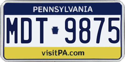 PA license plate MDT9875