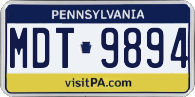 PA license plate MDT9894