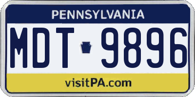 PA license plate MDT9896