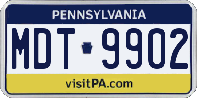 PA license plate MDT9902