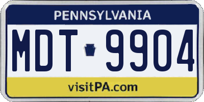 PA license plate MDT9904