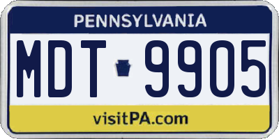 PA license plate MDT9905