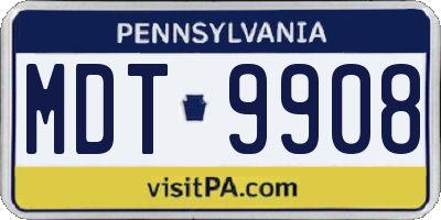 PA license plate MDT9908