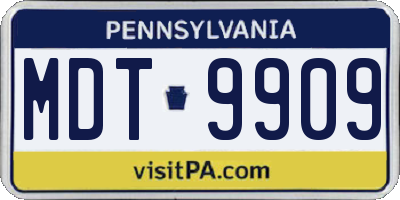 PA license plate MDT9909